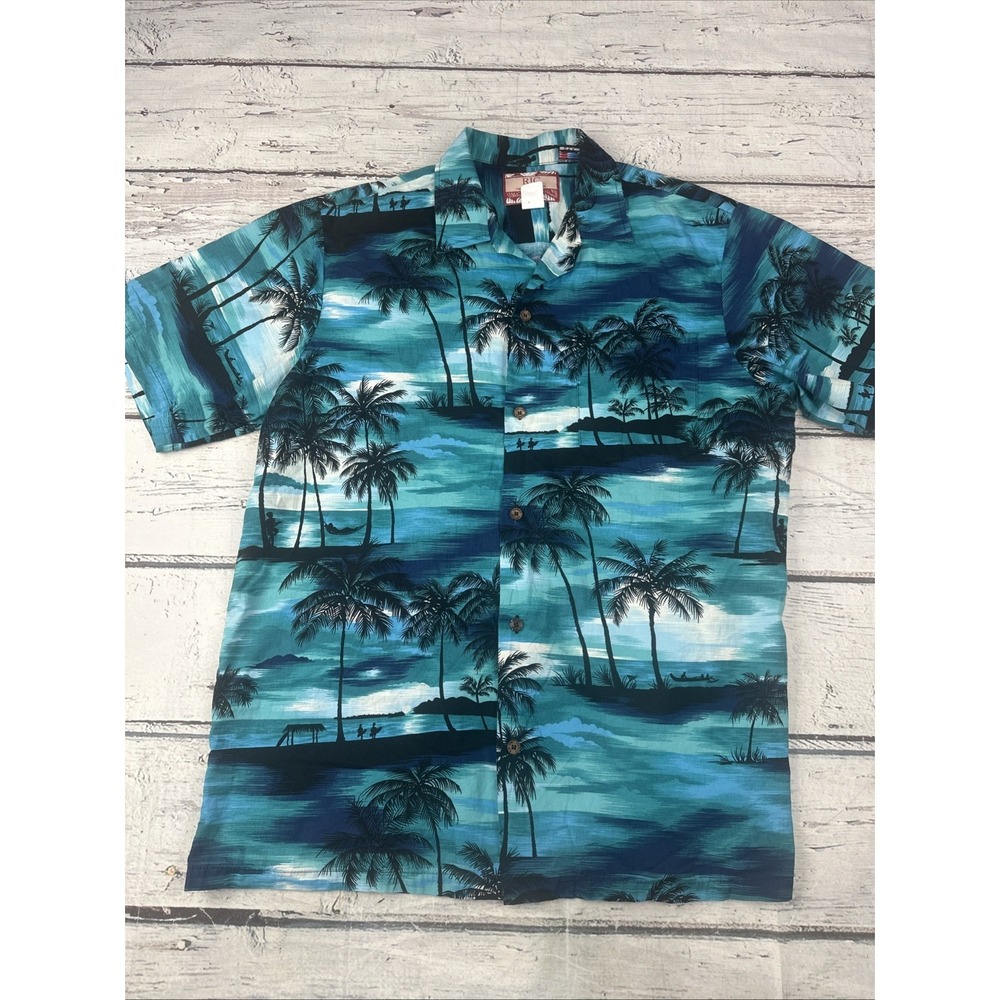 RJC Hawaiian Shirt Men's Short Sleeve Made In Hawaii USA Size L